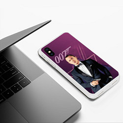 Чехол iPhone XS Max матовый Агент 007 Джеймс Бонд, цвет: 3D-белый — фото 2