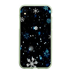 Чехол iPhone XS Max матовый А снег идёт, цвет: 3D-салатовый