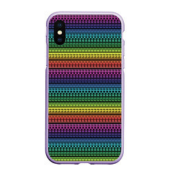 Чехол iPhone XS Max матовый Этнический радужный орнамент, цвет: 3D-светло-сиреневый