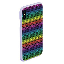 Чехол iPhone XS Max матовый Этнический радужный орнамент, цвет: 3D-светло-сиреневый — фото 2