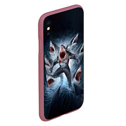 Чехол iPhone XS Max матовый АКУЛА МОНСТР, цвет: 3D-малиновый — фото 2