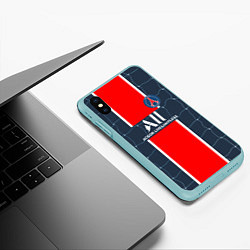 Чехол iPhone XS Max матовый Месси в ПСЖ, цвет: 3D-мятный — фото 2