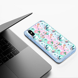Чехол iPhone XS Max матовый Сладости и бабочки Акварель, цвет: 3D-голубой — фото 2