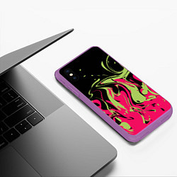 Чехол iPhone XS Max матовый Черно малиновый абстрактный, цвет: 3D-фиолетовый — фото 2