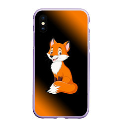 Чехол iPhone XS Max матовый Лисичка - Градиент, цвет: 3D-светло-сиреневый