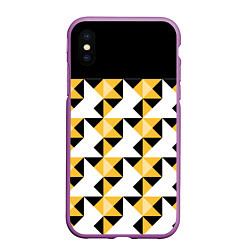 Чехол iPhone XS Max матовый Черно-желтый геометрический, цвет: 3D-фиолетовый