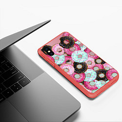 Чехол iPhone XS Max матовый Пончик, цвет: 3D-красный — фото 2