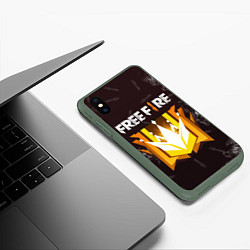 Чехол iPhone XS Max матовый Free Fire Фри фаер, цвет: 3D-темно-зеленый — фото 2