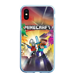 Чехол iPhone XS Max матовый MINECRAFT МАЙНКРАФТ Z, цвет: 3D-голубой