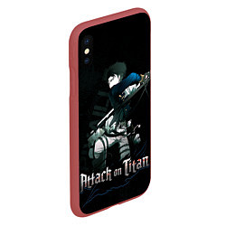 Чехол iPhone XS Max матовый Леви Аккерман Атака на титанов, цвет: 3D-красный — фото 2