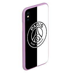 Чехол iPhone XS Max матовый ФК ПСЖ PSG BLACK & WHITE, цвет: 3D-сиреневый — фото 2