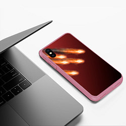 Чехол iPhone XS Max матовый Падение комет, цвет: 3D-малиновый — фото 2