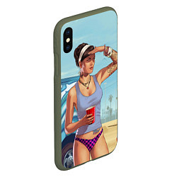 Чехол iPhone XS Max матовый Girl with coffee, цвет: 3D-темно-зеленый — фото 2