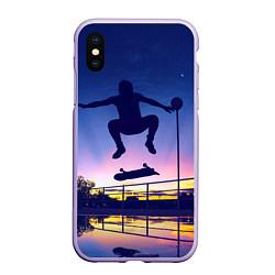 Чехол iPhone XS Max матовый Skateboarding, цвет: 3D-светло-сиреневый