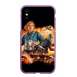 Чехол iPhone XS Max матовый GTA Online, цвет: 3D-фиолетовый