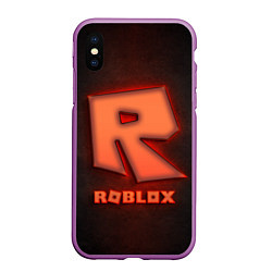 Чехол iPhone XS Max матовый ROBLOX NEON RED, цвет: 3D-фиолетовый