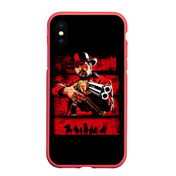 Чехол iPhone XS Max матовый Red Dead Redemption 2, цвет: 3D-красный