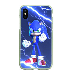 Чехол iPhone XS Max матовый SONIC СОНИК СИНИЙ ЁЖ Z, цвет: 3D-салатовый