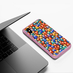 Чехол iPhone XS Max матовый Матрёшки, цвет: 3D-розовый — фото 2