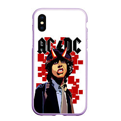 Чехол iPhone XS Max матовый ACDC Ангус Янг, цвет: 3D-сиреневый