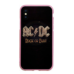 Чехол iPhone XS Max матовый ACDC Rock or Bust, цвет: 3D-розовый