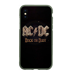 Чехол iPhone XS Max матовый ACDC Rock or Bust, цвет: 3D-темно-зеленый
