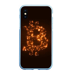 Чехол iPhone XS Max матовый СВЕТЯЩИЙСЯ BITCOIN, цвет: 3D-голубой