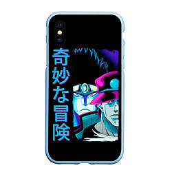 Чехол iPhone XS Max матовый Дзётаро и Дио, JoJo’s Bizarre, цвет: 3D-голубой