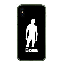 Чехол iPhone XS Max матовый Boss of the gym on black, цвет: 3D-темно-зеленый