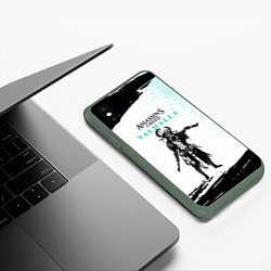 Чехол iPhone XS Max матовый АССАСИН КРИД ASSASSINS CREED VALHALLA Z, цвет: 3D-темно-зеленый — фото 2