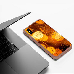 Чехол iPhone XS Max матовый Дождик золотой, цвет: 3D-коричневый — фото 2