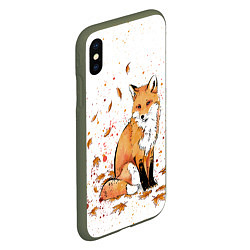 Чехол iPhone XS Max матовый ЛИСА В ЛИСТЬЯХ ОСЕННЕЕ НАСТРОЕНИЕ FOX IN THE FORES, цвет: 3D-темно-зеленый — фото 2