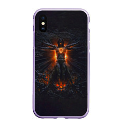 Чехол iPhone XS Max матовый Clayman - In Flames, цвет: 3D-светло-сиреневый