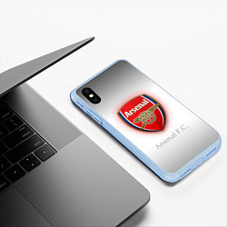 Чехол iPhone XS Max матовый F C Arsenal, цвет: 3D-голубой — фото 2