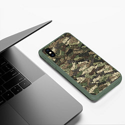 Чехол iPhone XS Max матовый Именной камуфляж Макс, цвет: 3D-темно-зеленый — фото 2