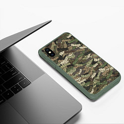 Чехол iPhone XS Max матовый Именной камуфляж Миша, цвет: 3D-темно-зеленый — фото 2