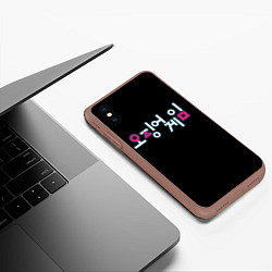Чехол iPhone XS Max матовый Squid game Neon, цвет: 3D-коричневый — фото 2