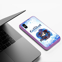 Чехол iPhone XS Max матовый Мона Геншин Импакт, цвет: 3D-фиолетовый — фото 2