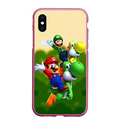 Чехол iPhone XS Max матовый 3DMario, цвет: 3D-малиновый