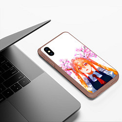 Чехол iPhone XS Max матовый Горничная Мисс Кобаяши расцветает Тору, цвет: 3D-коричневый — фото 2