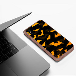 Чехол iPhone XS Max матовый ЛЕТУЧИЕ МЫШИ НОЧЬ ХЕЛЛОУИН HALLOWEEN NIGHT BATS, цвет: 3D-коричневый — фото 2