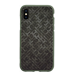 Чехол iPhone XS Max матовый Geometric textures, цвет: 3D-темно-зеленый