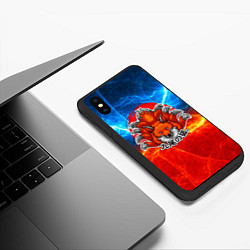 Чехол iPhone XS Max матовый Огненная лисичка, цвет: 3D-черный — фото 2