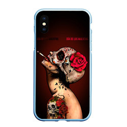 Чехол iPhone XS Max матовый Ведьма с красной розой, цвет: 3D-голубой