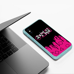 Чехол iPhone XS Max матовый Игра в кальмара: Логотип, цвет: 3D-мятный — фото 2