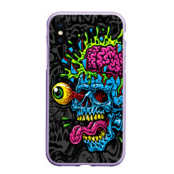 Чехол iPhone XS Max матовый Взрыв мозгов, цвет: 3D-светло-сиреневый