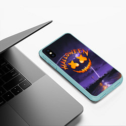 Чехол iPhone XS Max матовый ХЕЛЛОУИН НОЧЬ HALLOWEEN NIGHT MARSHMELLO, цвет: 3D-мятный — фото 2