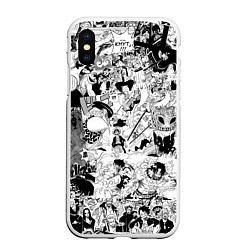 Чехол iPhone XS Max матовый One Piece Манга страницы, цвет: 3D-белый