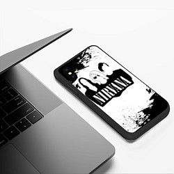 Чехол iPhone XS Max матовый Нирвана Рок Группа Гранж ЧБ Nirvana, цвет: 3D-черный — фото 2