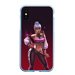 Чехол iPhone XS Max матовый League of Legends Qiyana, цвет: 3D-голубой